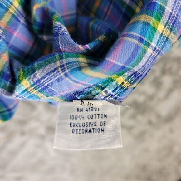 Ralph Lauren Shirt Mens Medium Purple Blue Plaid Button Down Yellow Pony - Picture 12 of 13